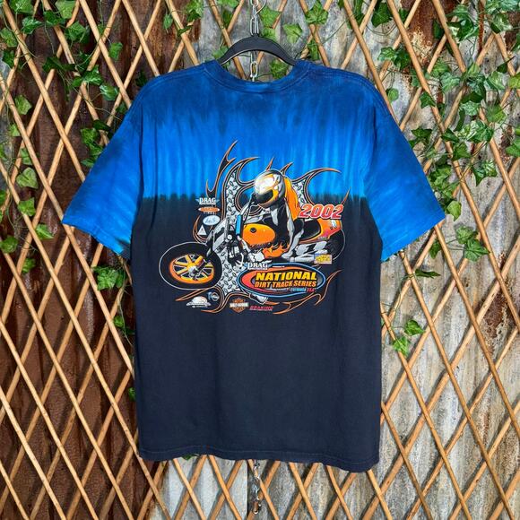 Vintage Y2K drag race motorcycle tie dye biker 2000s t-shirt - Picture 1 of 4